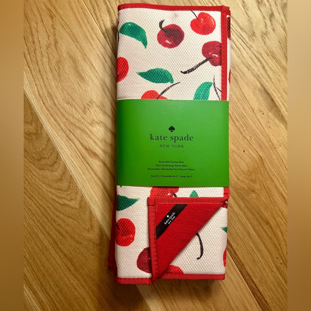 Kate Spade Cherry Print Reversible Drying Mats